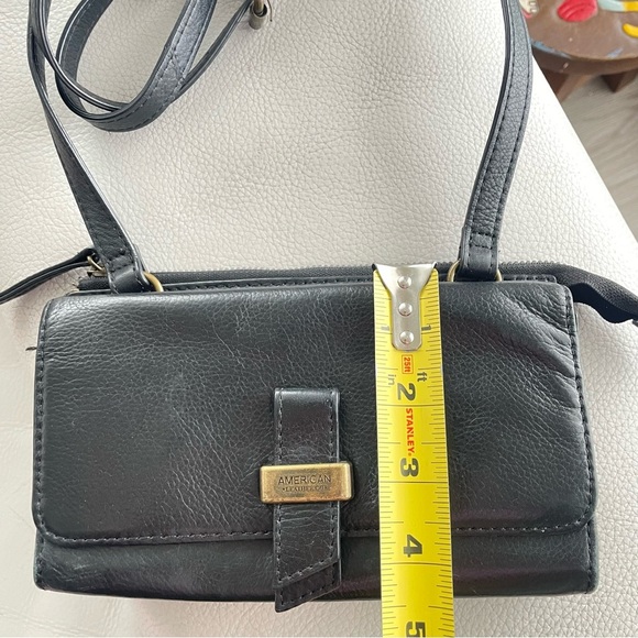 AMERICAN LEATHER BLACK LEATHER CROSSBODY BAG PRELOVED ADJUSTABLE STRAP - Picture 15 of 17